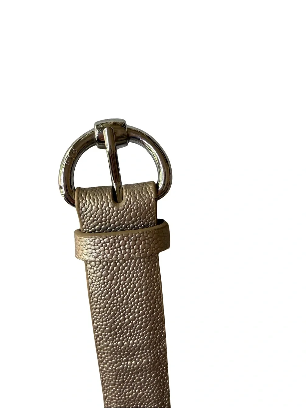 Lauren Ralph Lauren Gold Textured Leather Belt with Round Buckle Size Medium